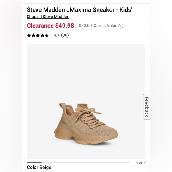 Steve Madden Other - Steve Madden JMaxima Sneaker - Kids' Color Beige Girls Youth Size 2